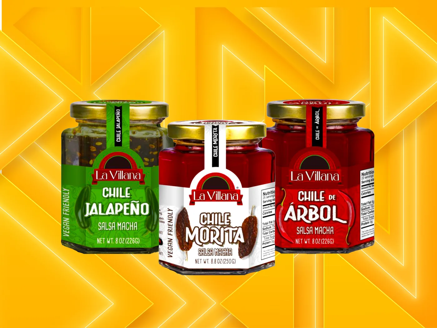 Salsas macha La Villana: jalapeño, morita y chile de árbol